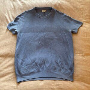 Club Monaco Men's Large Blue Short Sleeve 100% Cotton Sweater Shirt
